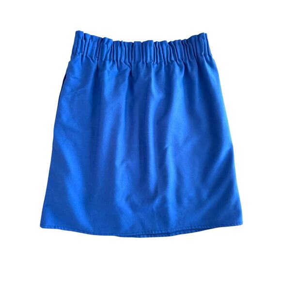 J.Crew Royal Blue Mini Skirt Size 4 Wool Blend Elastic Waist Pull-On Lined - Picture 1 of 8